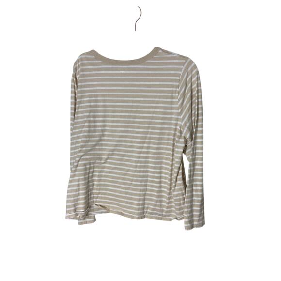 Old Navy Neutral Tone Breton Stripe Portofino Preppy Long Sleeve Blouse - Picture 4 of 4